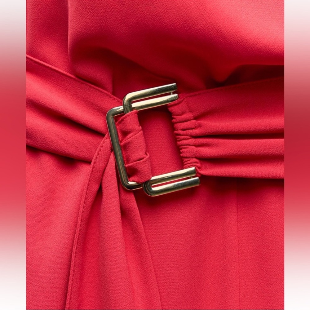 ZARA ASYMMETRIC CREPE BUCKLE JUMPSUIT - Picture 14 of 15